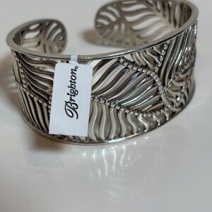 Brighton Palmetto Silver Leaf Wide Cuff Bracelet Adjustable NEW WITH TAGS